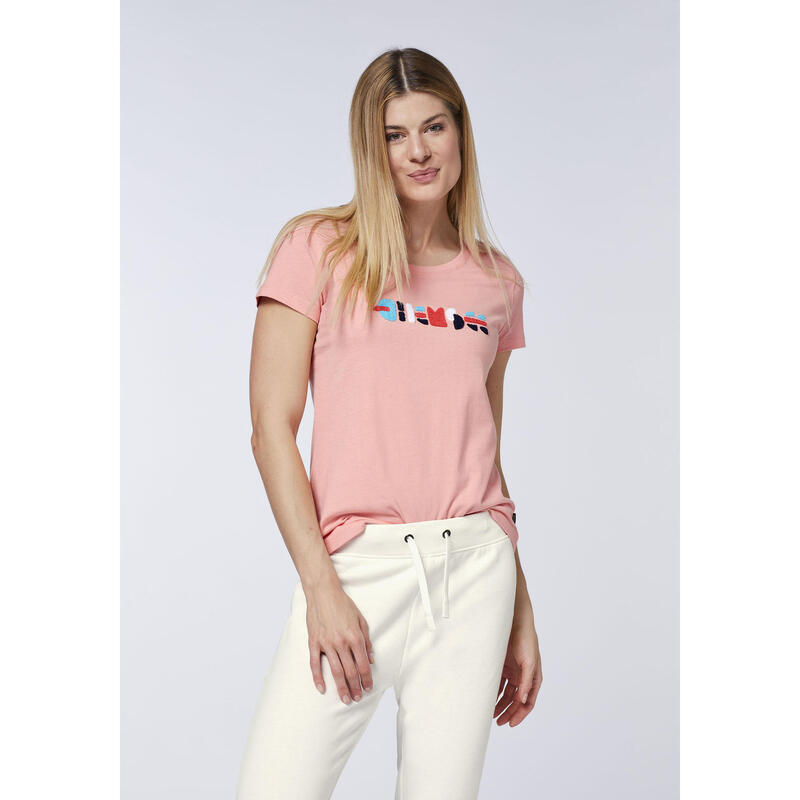 T-Shirt mit appliziertem Label-Schriftzug