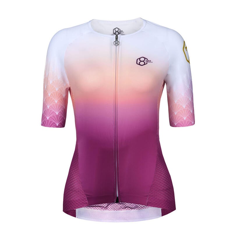 Maillot ciclismo manga corta mujer rosa blanco 8andCounting