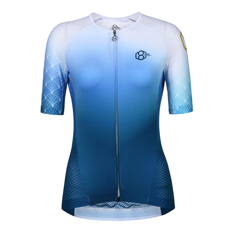 Maillot ciclismo manga corta mujer alta calidad azul 8andCounting
