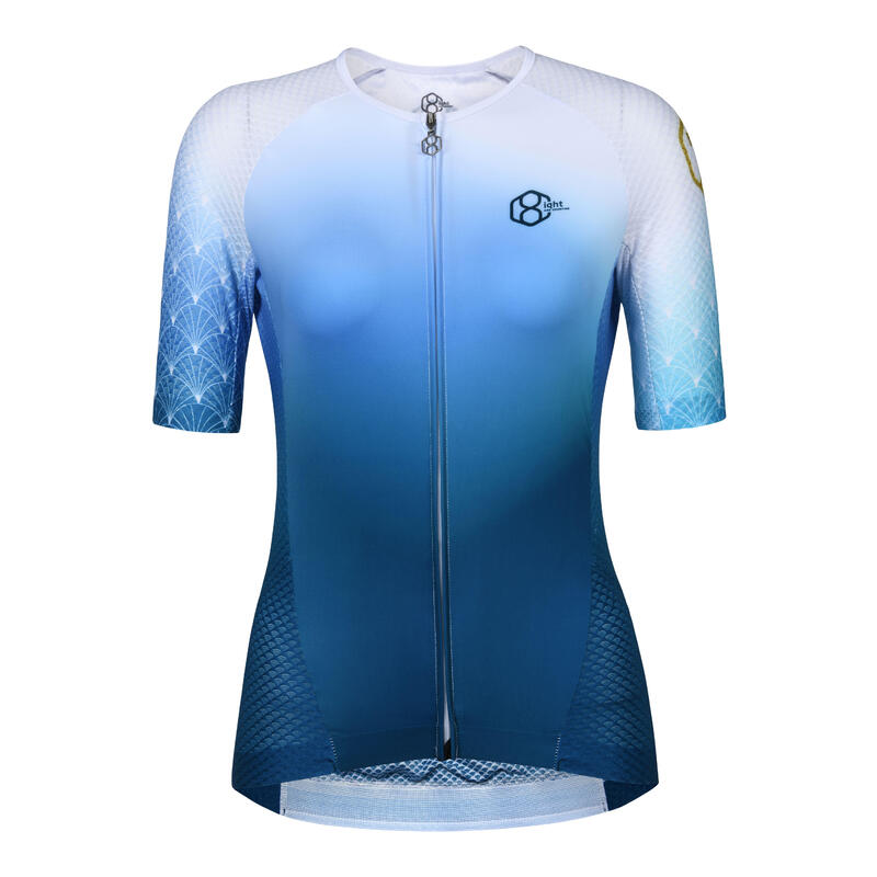 Maillot a vélo au manches courtes pour femmes blue 8andCounting