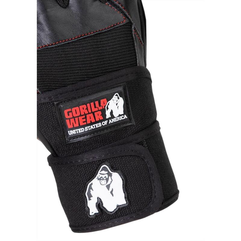 Dallas Wrist Wraps Gloves - Noir/Rouge Stitched - M