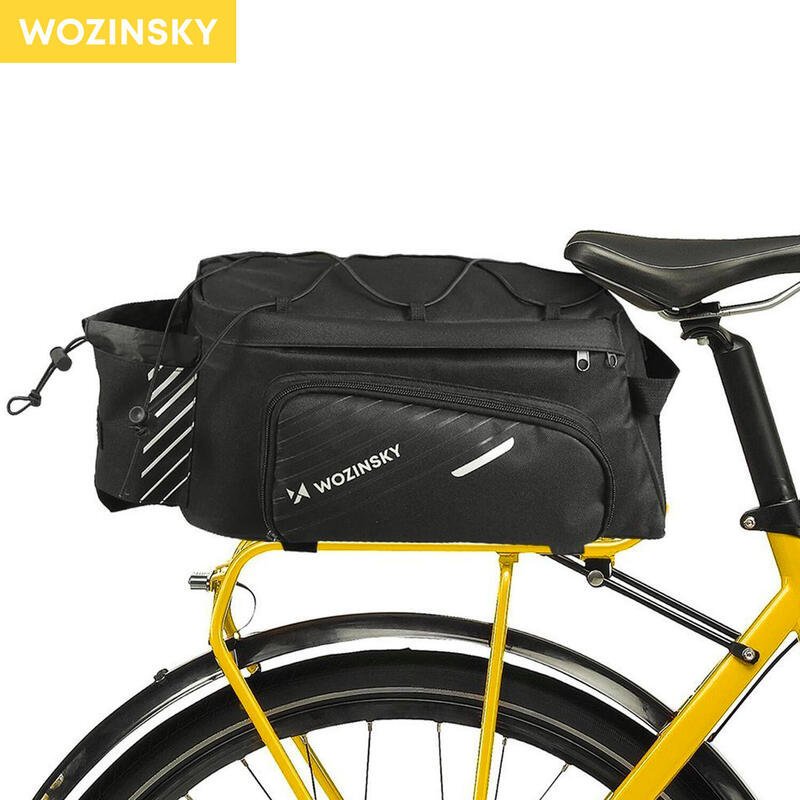 Wozinsky kerékpártartó táska 9l vállpánttal (esővédővel) fekete (WBB22BK)