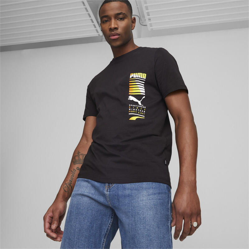 T-shirt PUMA com gráficos multicoloridos para homem Preto