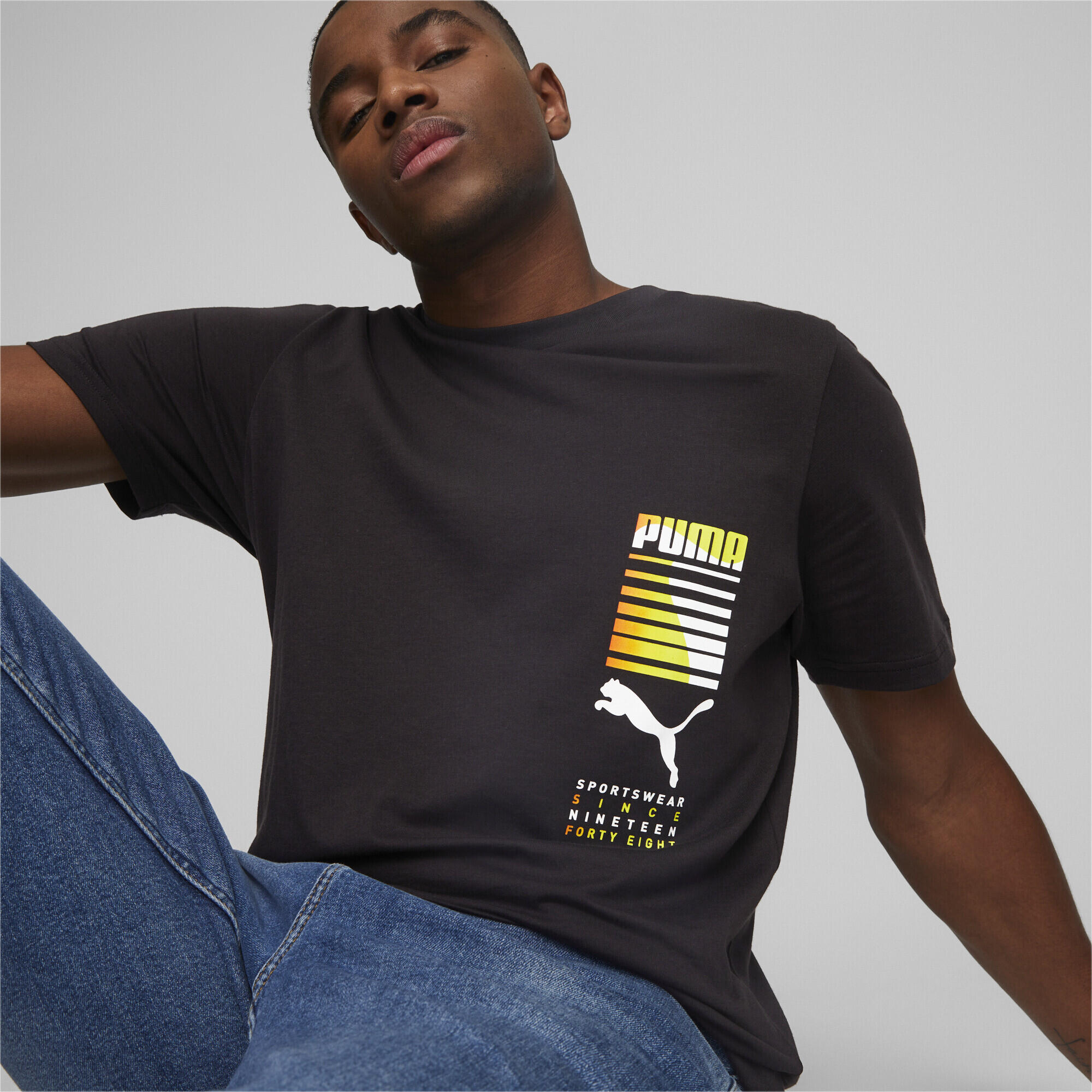 T-shirt grafica multicolore da uomo PUMA Black 5/6