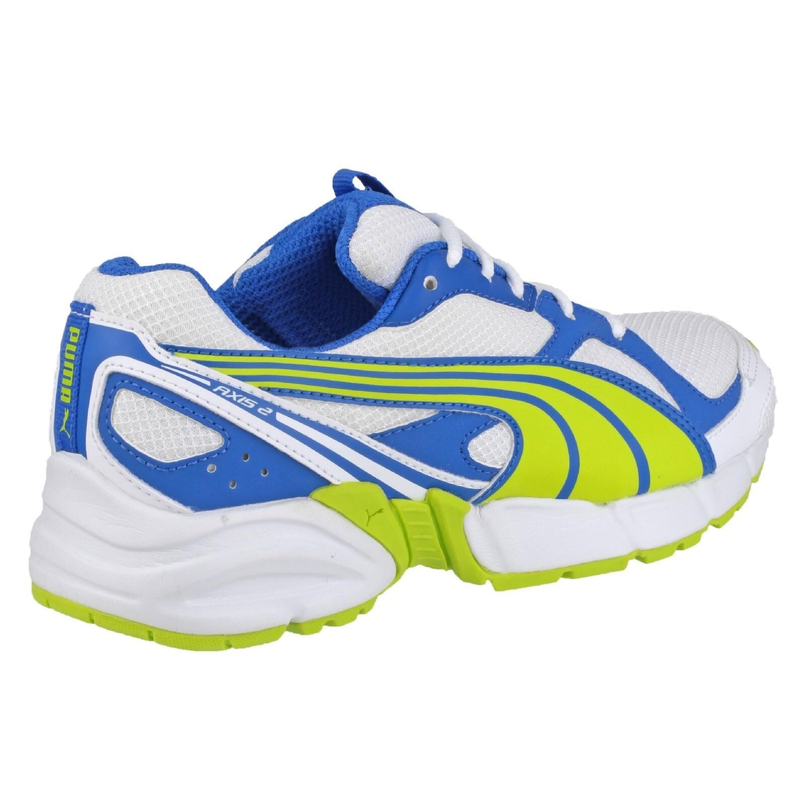 Axis Mesh V2 Lace Up Boys Trainers (Lime/Blue) 2/3