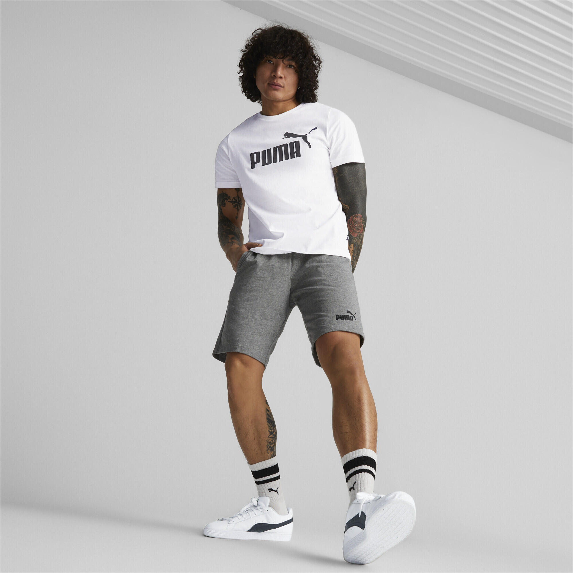 Shorts in jersey Essentials da uomo PUMA Medium Gray Heather 5/7