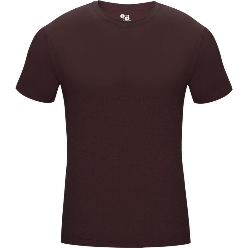 Kurzarm-Shirt Pro Compression Herren-Unterhemd Bordeaux Large