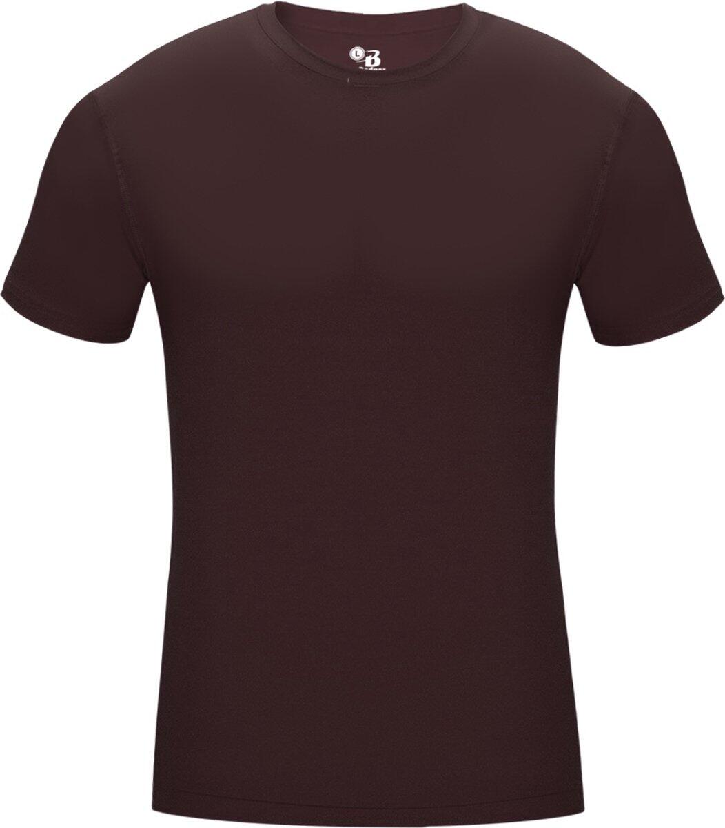 Kurzarm-Shirt Pro Compression Herren-Unterhemd Bordeaux Small 3/5