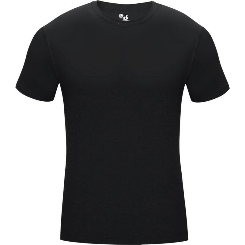 Kurzarm-Shirt Pro Compression Herren-Unterhemd Schwarz Groß