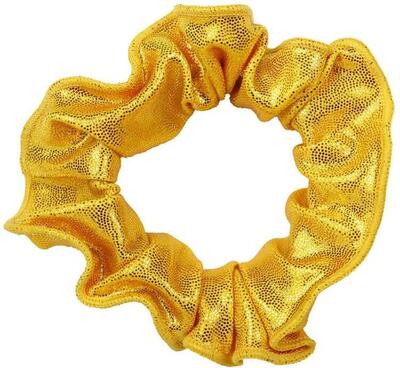 Haar scrunchie mystique glansstof turnen meisjes elastisch geel