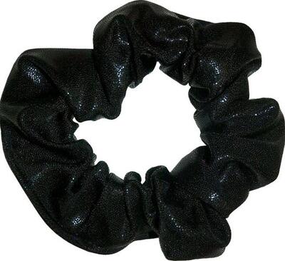 Haar scrunchie mystique glansstof turnen meisjes elastisch zwart