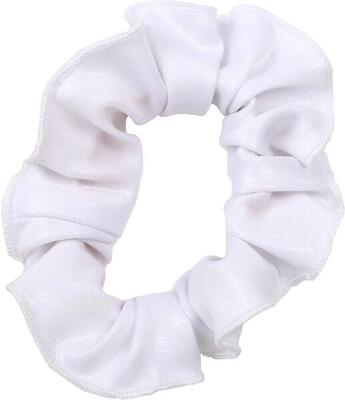 Haar scrunchie mystique glansstof turnen meisjes elastisch wit
