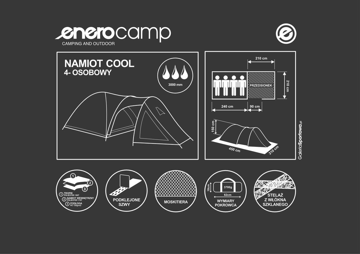 Namiot turystyczny 4 osobowy Enero Camp Cool 5/7