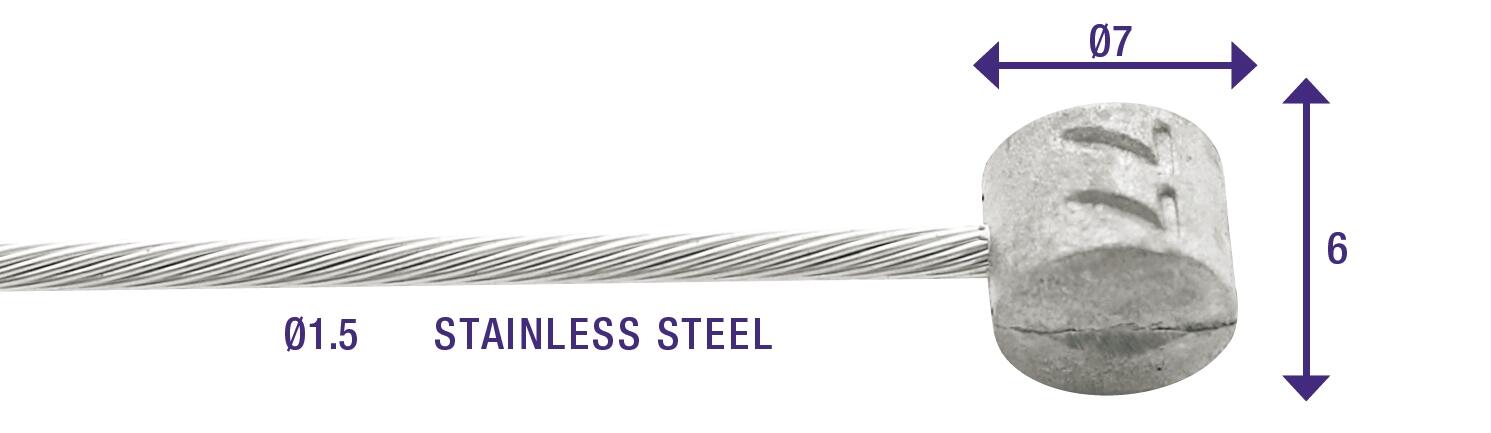 Câbles de freins 1x9 fils inox Slick Ø1,5mm tête en T Ø7x6 Elvedes (x100) 3/4