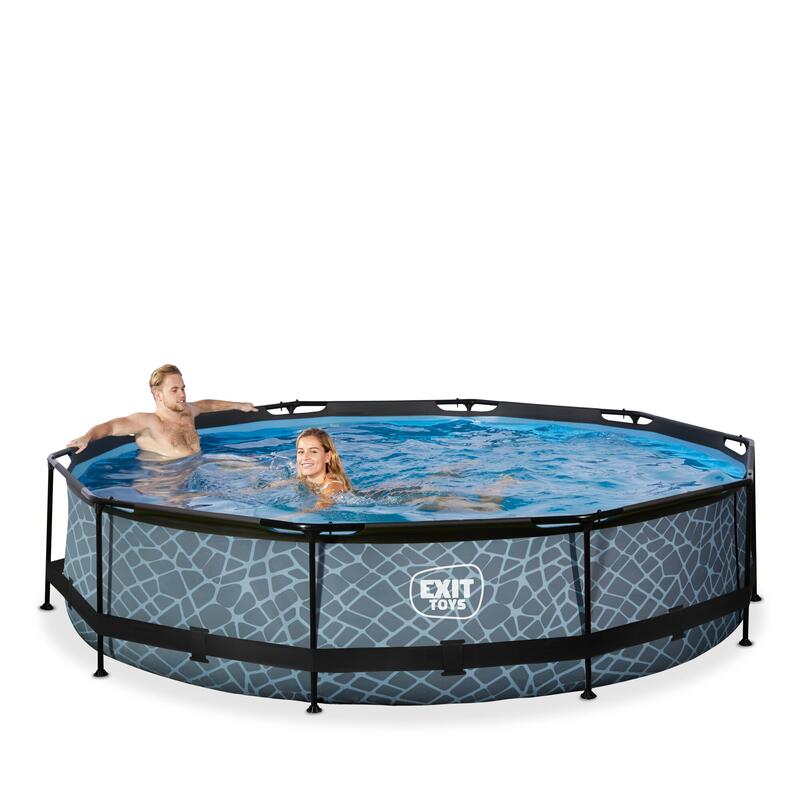 EXIT Stone Piscine ø360x76cm avec pompe de filtration - gris