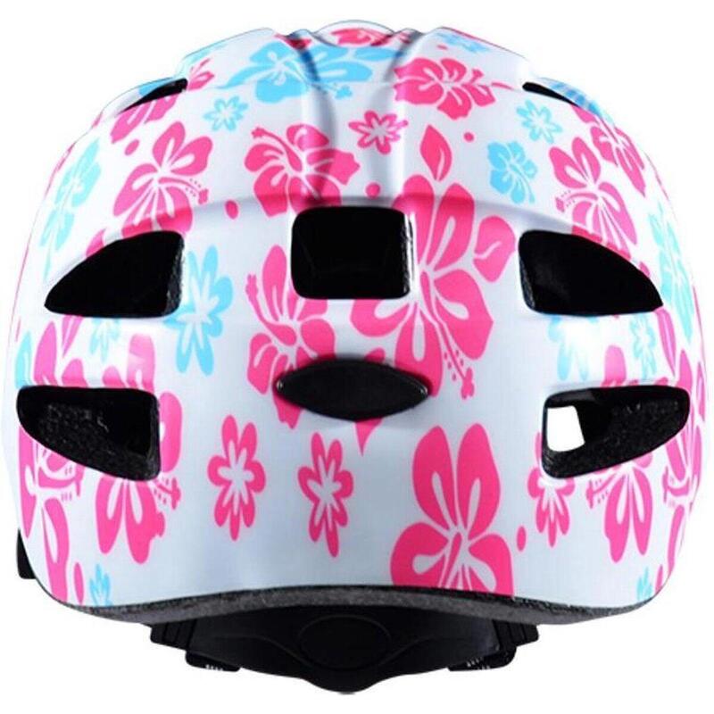 Casque enfant Optimiz - Fleurs Blanc Rose Bleu - Extra Small