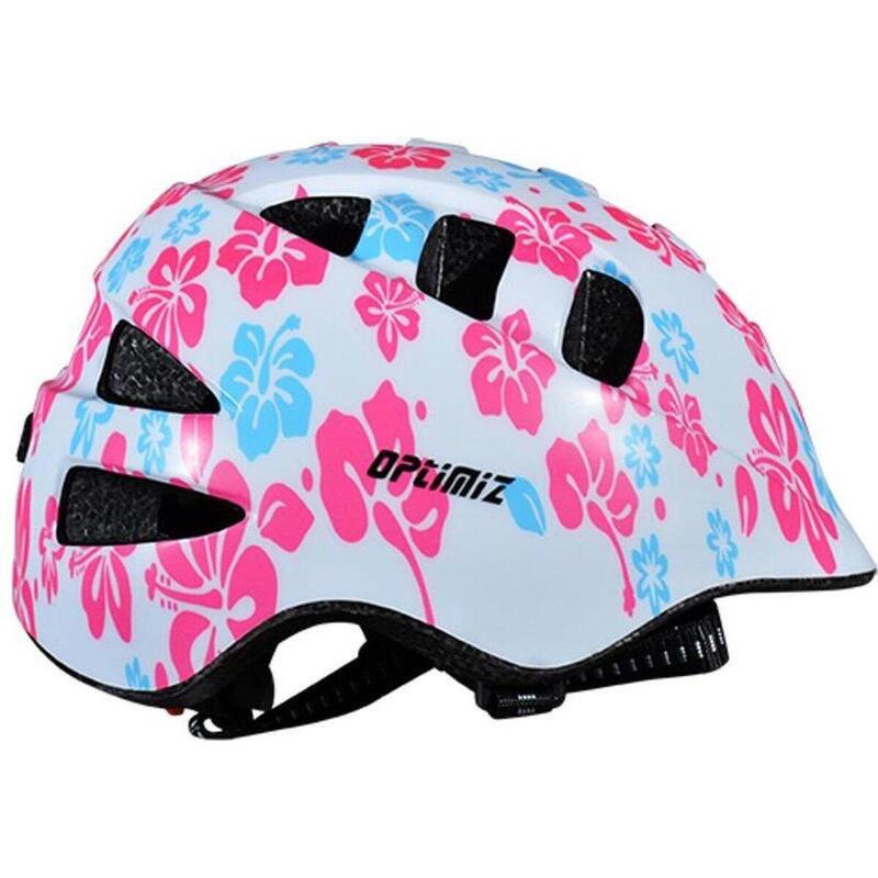 Casque enfant Optimiz - Fleurs Blanc Rose Bleu - Extra Small