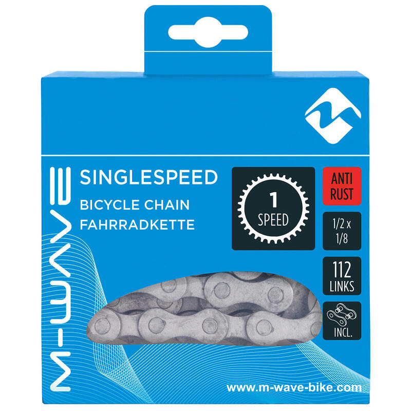 M-WAVE Fahrradkette Singlespeed, mit Anti-Rost-Beschichtung, silber