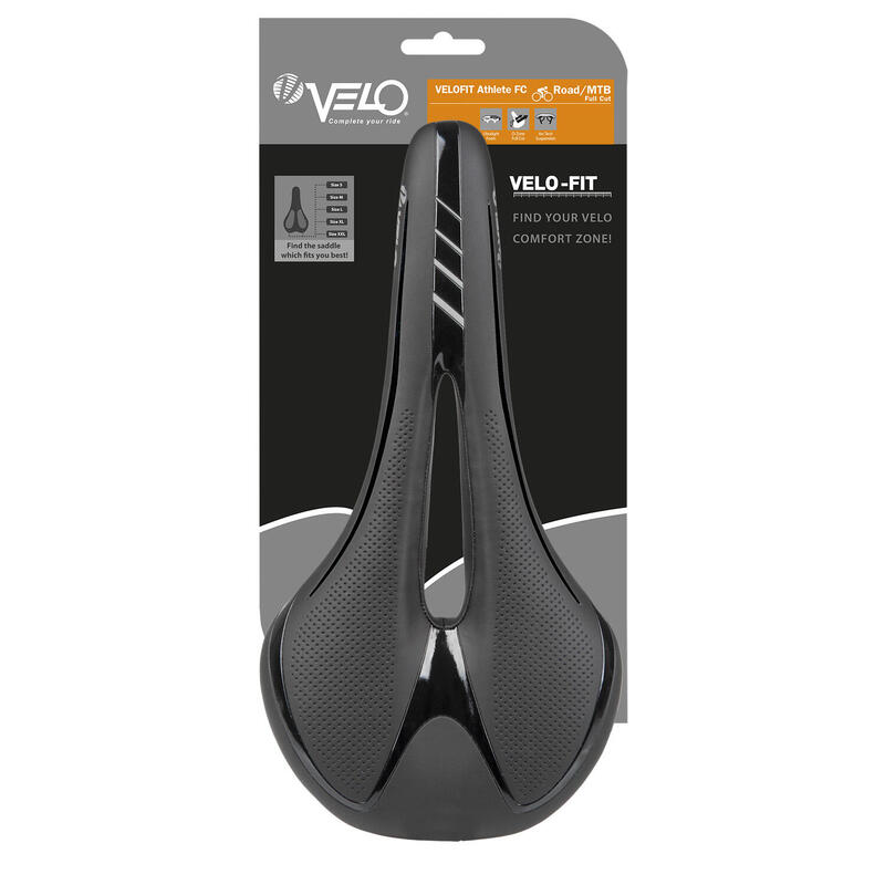 VELO Fahrradsattel „Velo-Fit Athlete FC“, Größe M, Schwarz, 290 g, 27