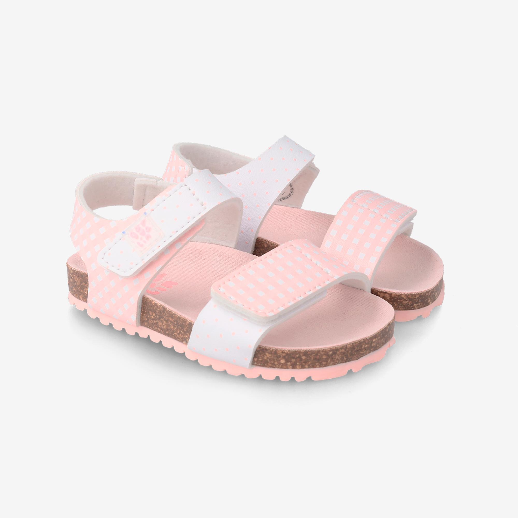 Sandalias con Doble Cierre Adherente para Niña Garvalin 232431B Blanco y Rosa 2/5