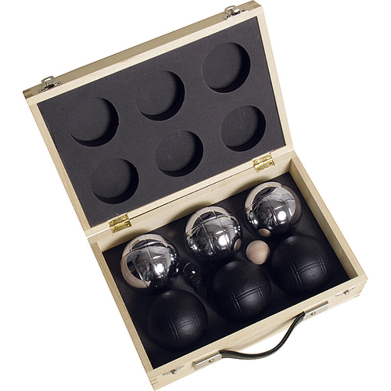 Jeu de boules set gepoedercoat in houten doos