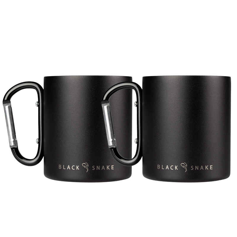 Camping-Thermotasse 300 ml | Karabinerhaken | Edelstahl | 2 Becher
