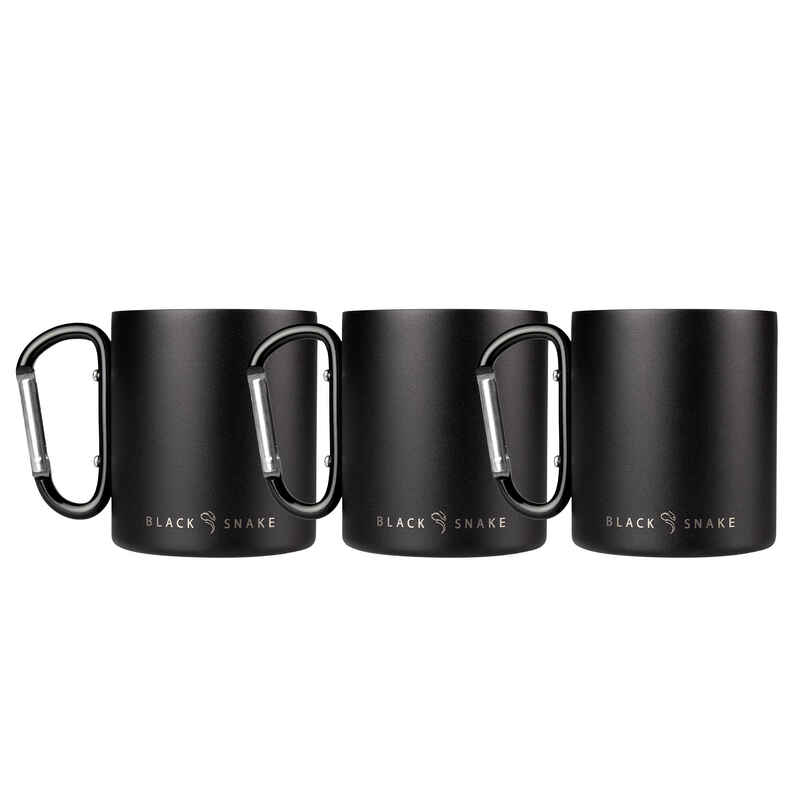 Camping-Thermotasse 300 ml | Karabinerhaken | Edelstahl | 3 Becher