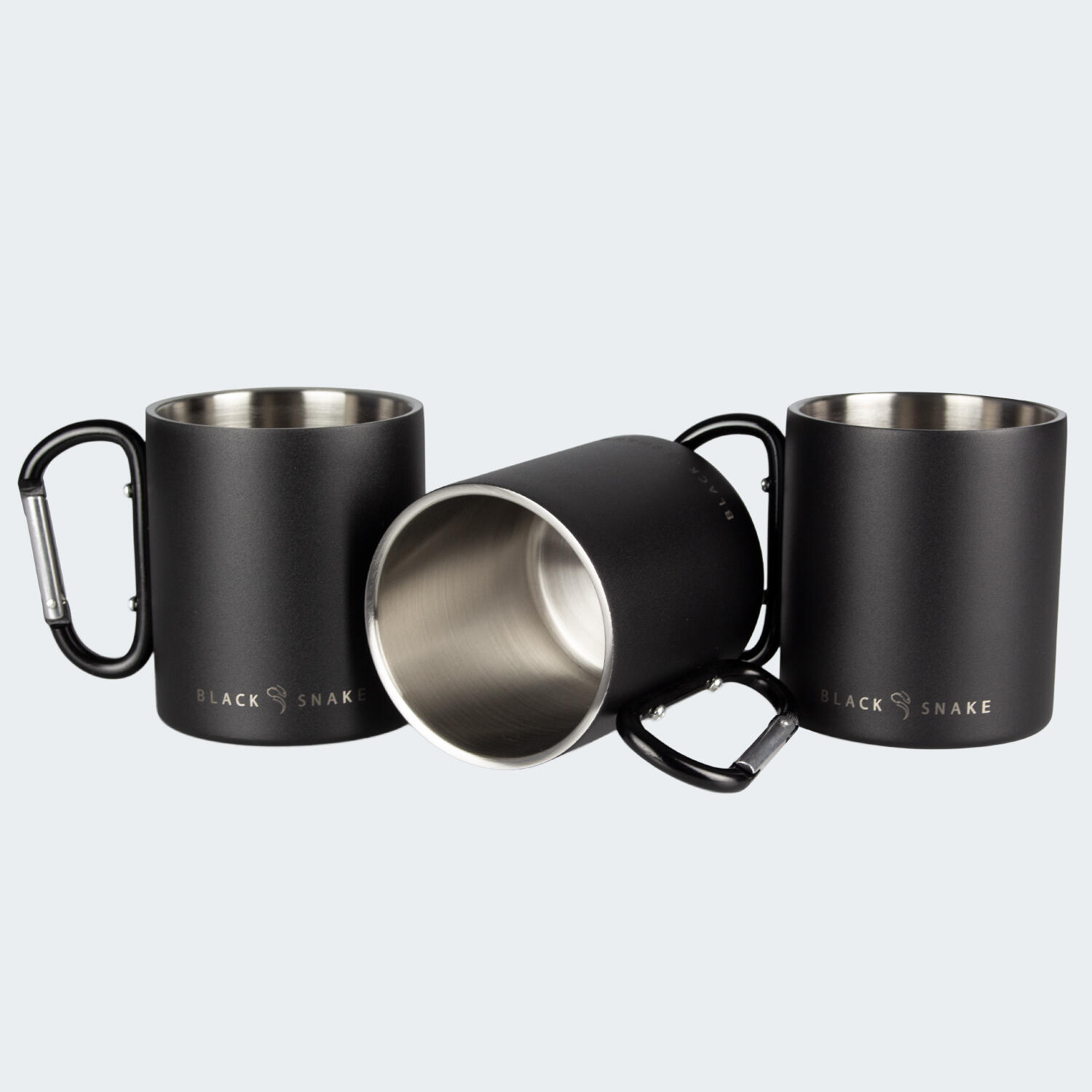 Thermal camping mug 300 ml | Carabiner | Stainless steel | 3 Cups