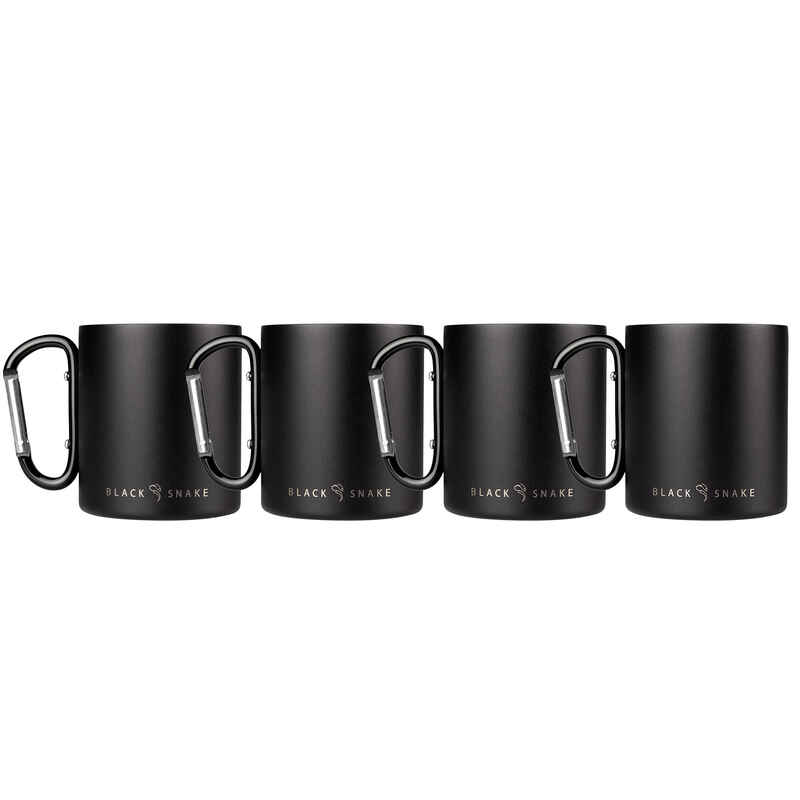 Camping-Thermotasse 300 ml | Karabinerhaken | Edelstahl | 4 Becher