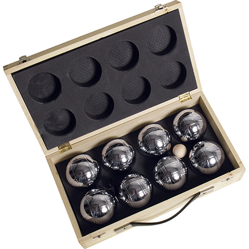 Jeu de boules en métal (8pcs) dans une boîte en bois