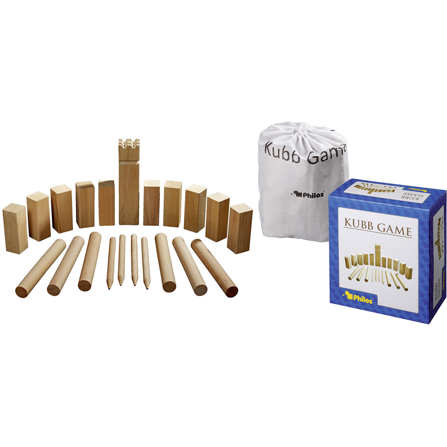 PHILOS Beukenhouten Kubb spel origineel 31x28cm