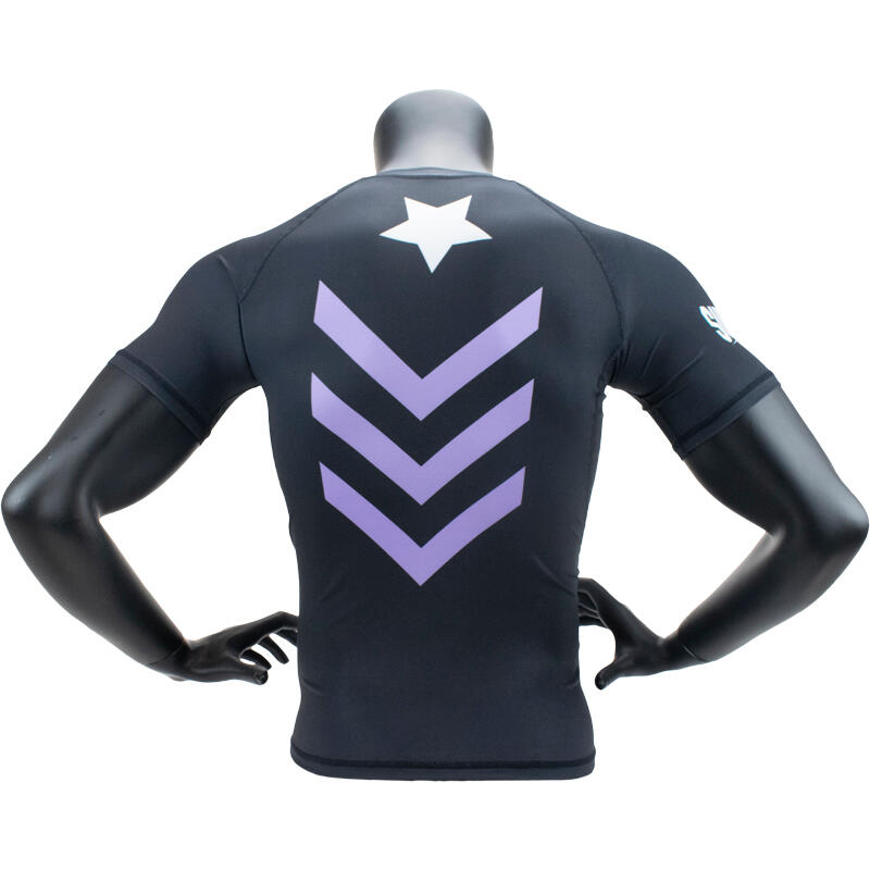 Super Pro Combat Gear Rashguard ShortSleeve No Mercy Wit/Paars/Zilver