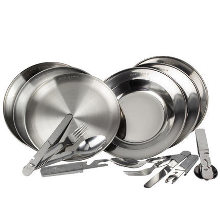 Set couverts de camping et assiette creuse & plate | 3 personnes