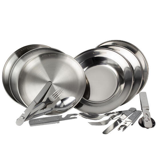 Set couverts de camping et assiette creuse & plate | 3 personnes