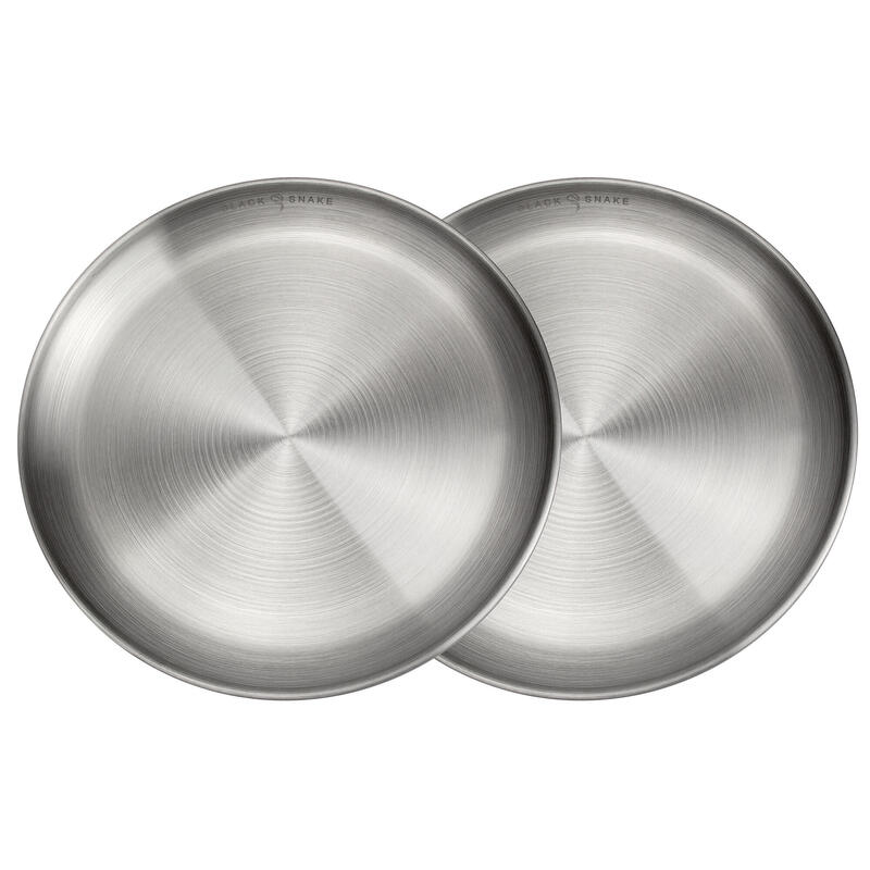 Assiette plate de camping | Diamètre env. 23 cm | Acier inox | 2 assiettes