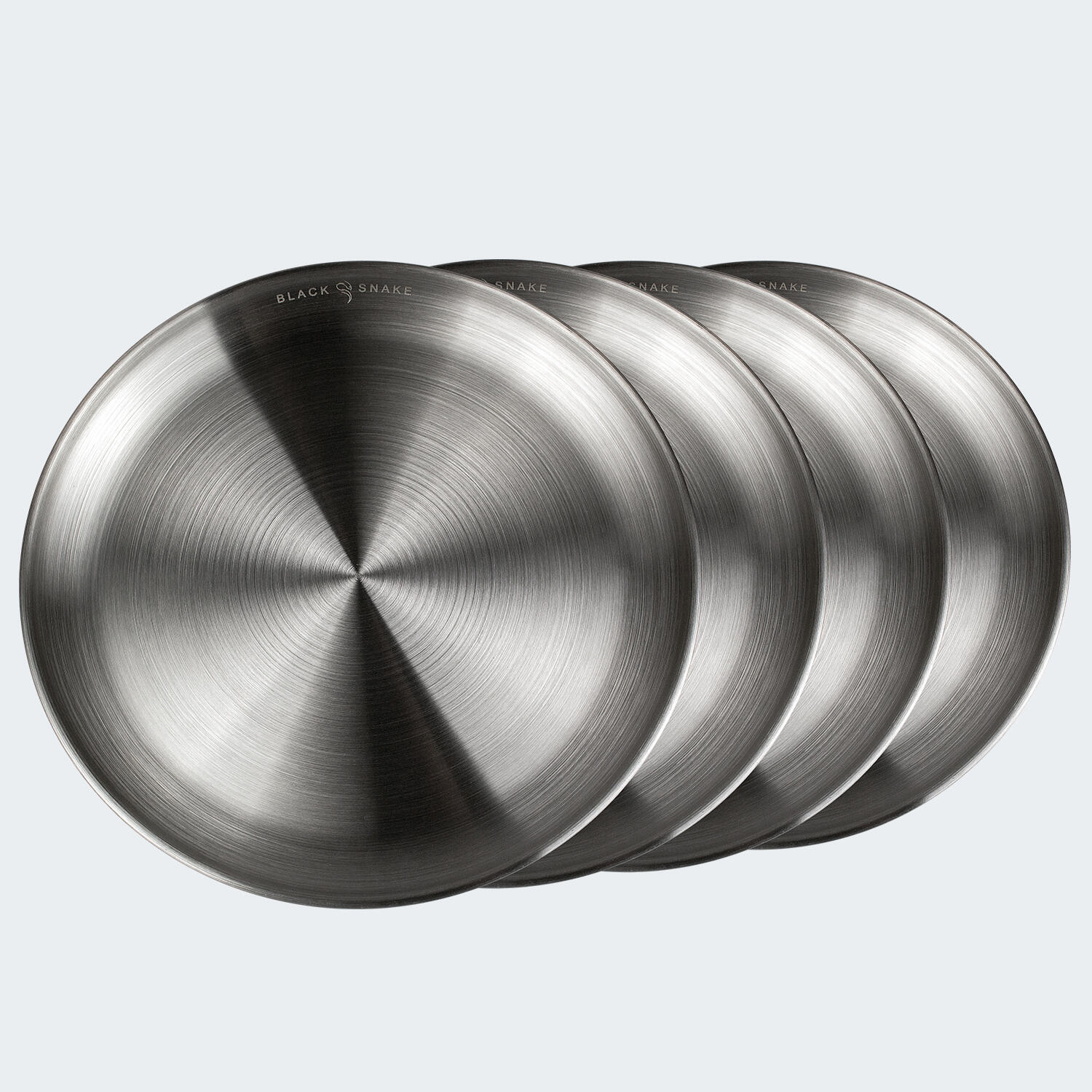 Campingplaat plat | ca. 23 cm diameter | roestvrij staal | 4 plaat 4/7