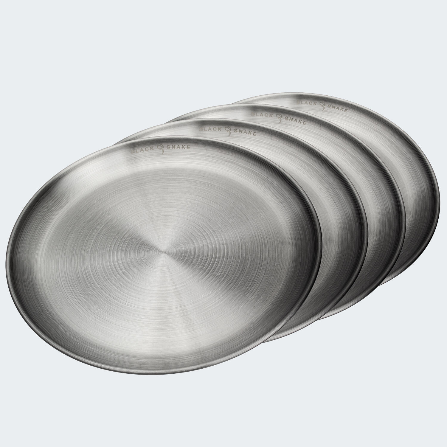 Campingplaat plat | ca. 23 cm diameter | roestvrij staal | 4 plaat 5/7