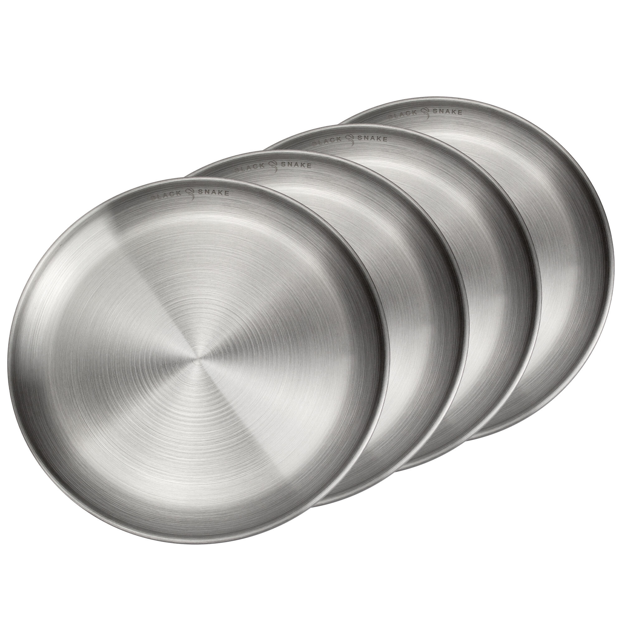 Campingplaat plat | ca. 23 cm diameter | roestvrij staal | 4 plaat 1/7