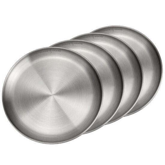 Camping-Teller flach | ca. 23 cm Durchmesser | Edelstahl | 4 Teller