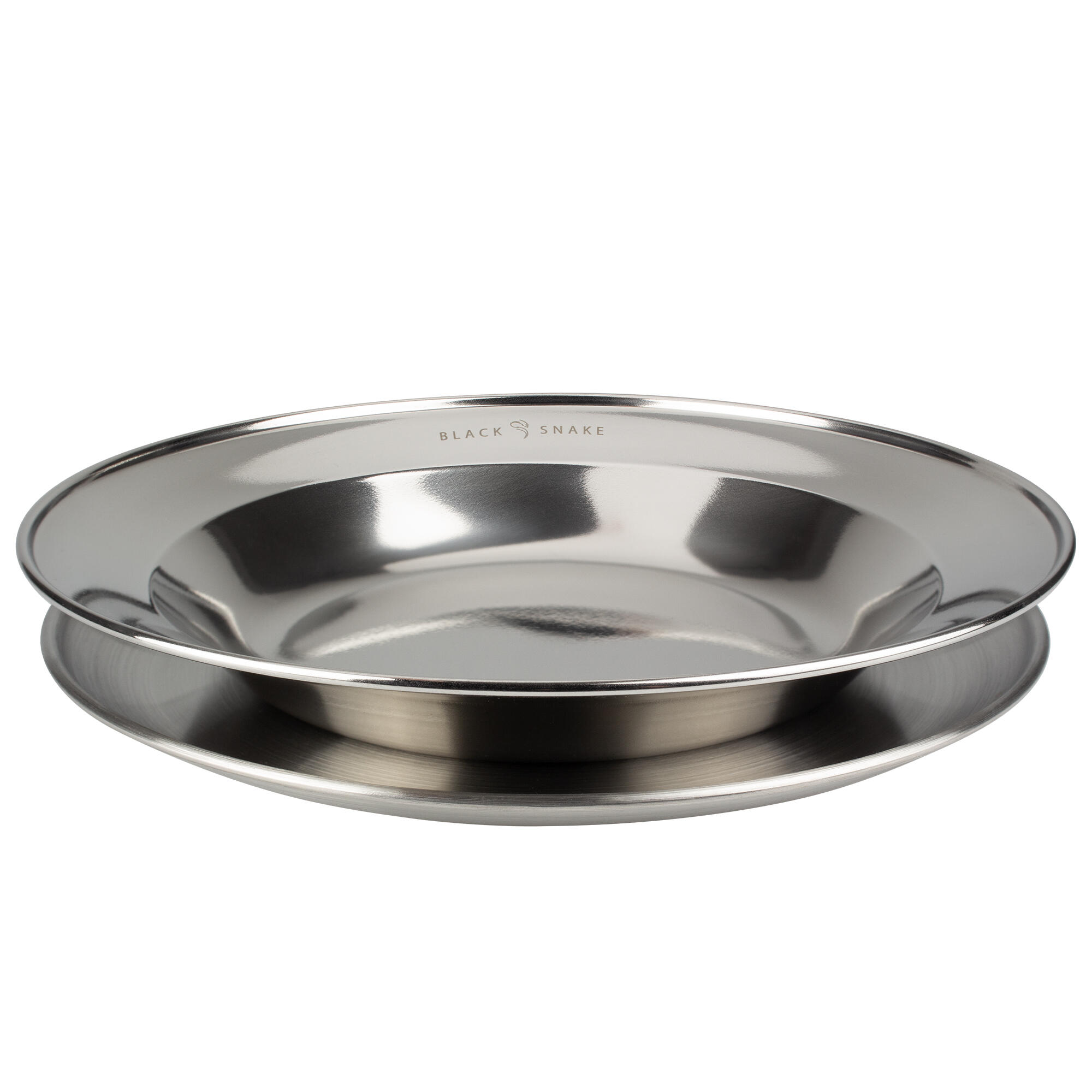 Camping-Teller flach & tief | ca. 23 cm Durchmesser | Edelstahl | je 1 Teller 5/7