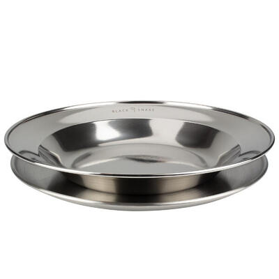 Camping-Teller flach & tief | ca. 23 cm Durchmesser | Edelstahl | je 1 Teller