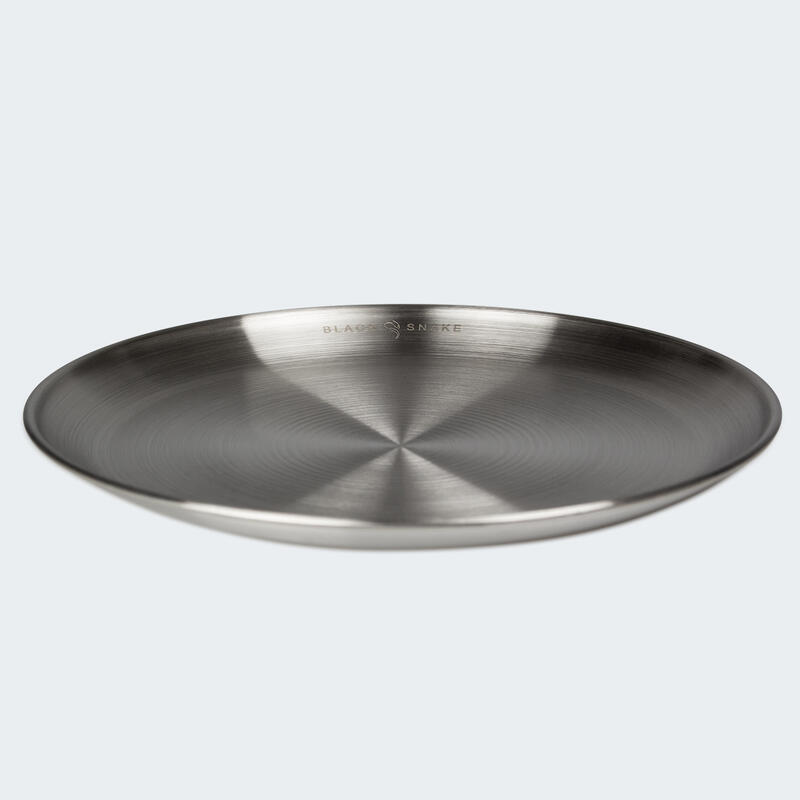 Kempingtányér lapos és mély, kb. 23 cm átmérő, rozsdamentes acél, 4 tányér