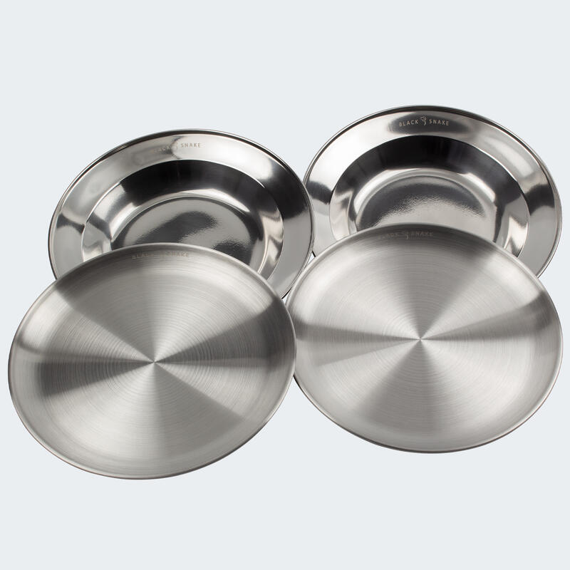 Assiette camping plate et creuse | Diamètre env. 23 cm | 2 assiettes de chaque