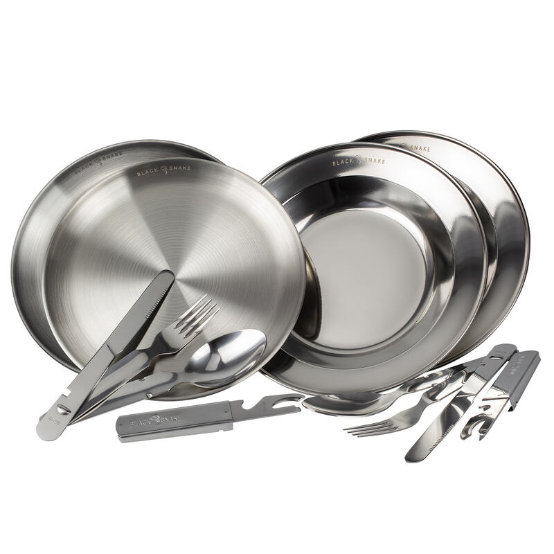 Set couverts de camping et assiette creuse & plate | 2 personnes