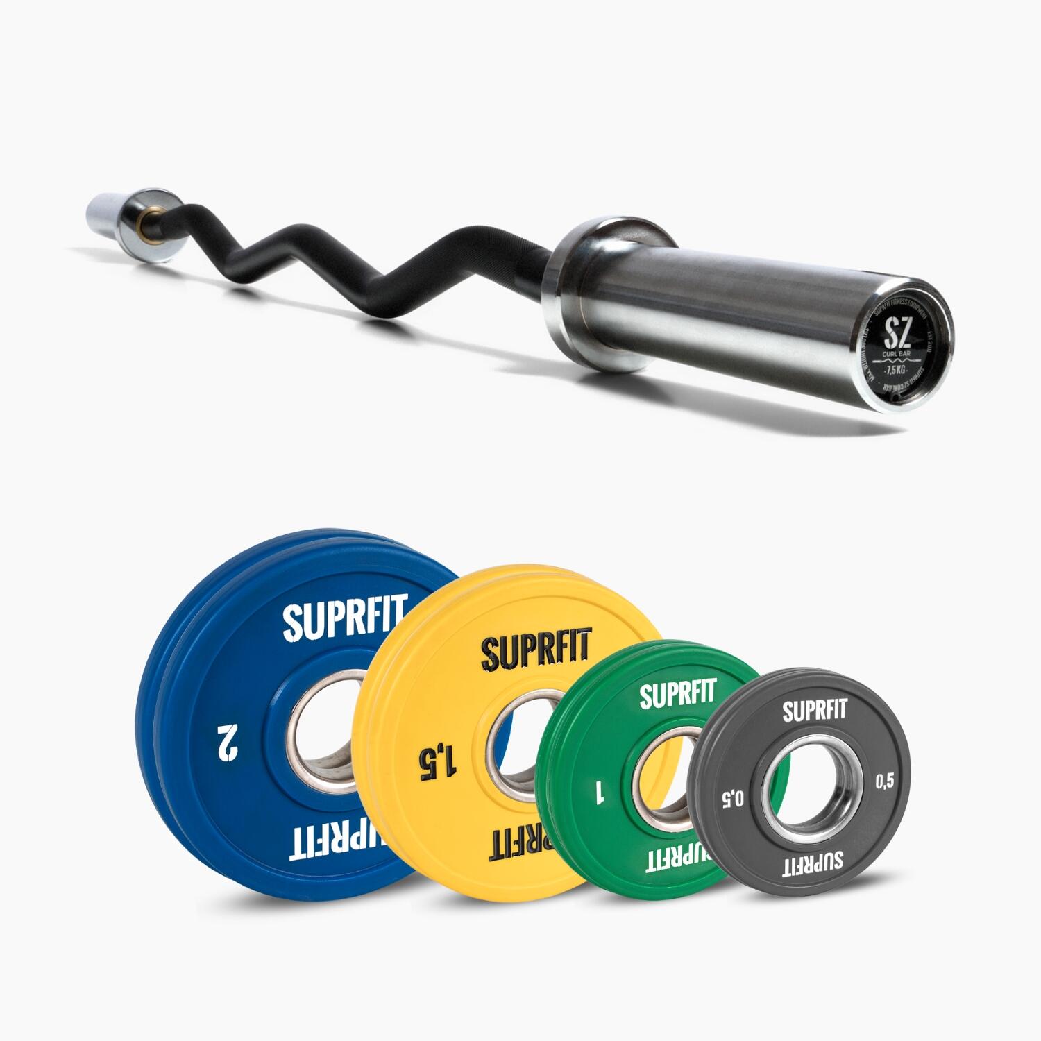 SZ Curl Bar Mini Bumper Plates Set 10 kg SUPRFIT Decathlon