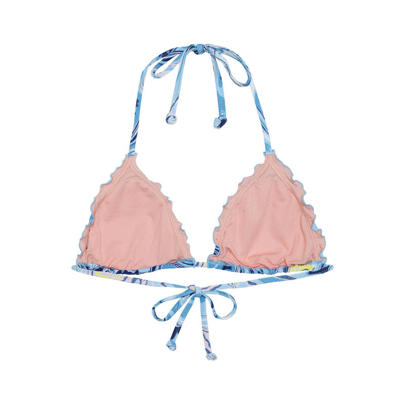 Gemustertes Triangel-Bikini-Top mit Rüschendetails
