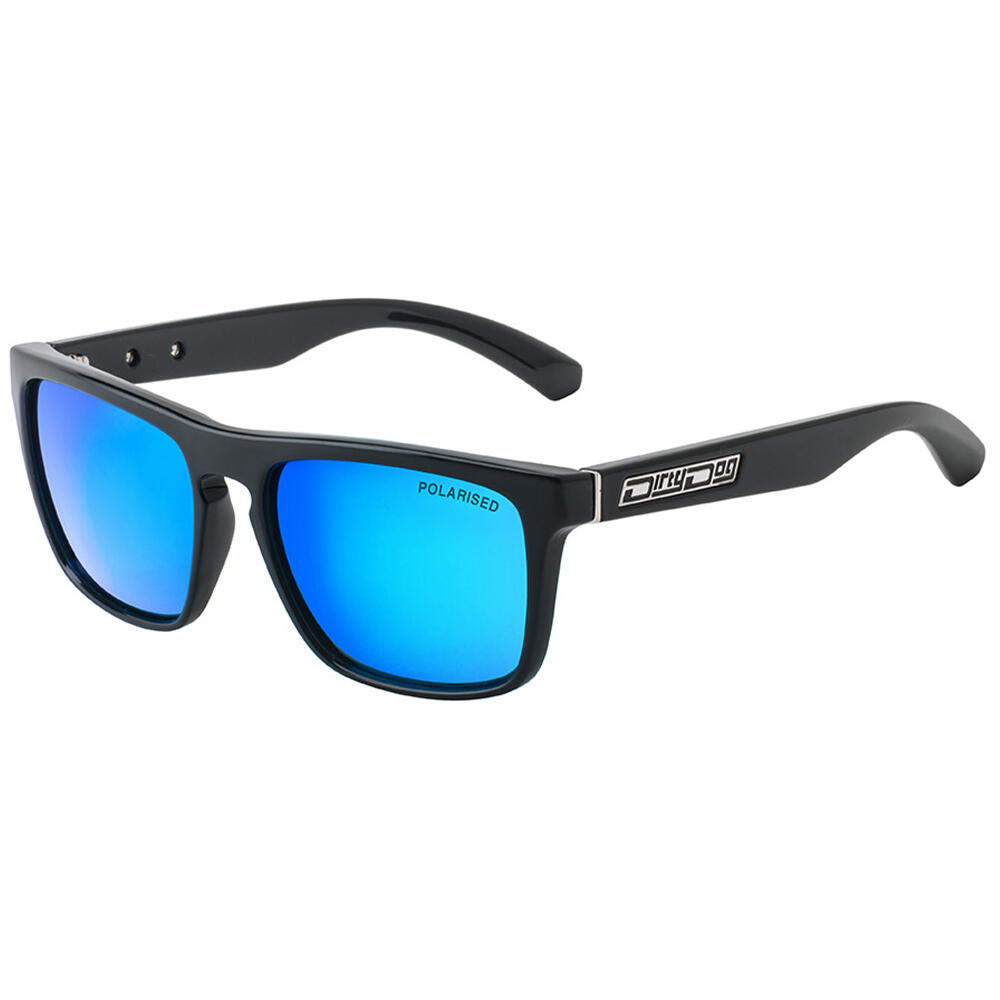 MONZA Unisex Sunglasses - Black/Polarized Ice Blue Mirror 1/4