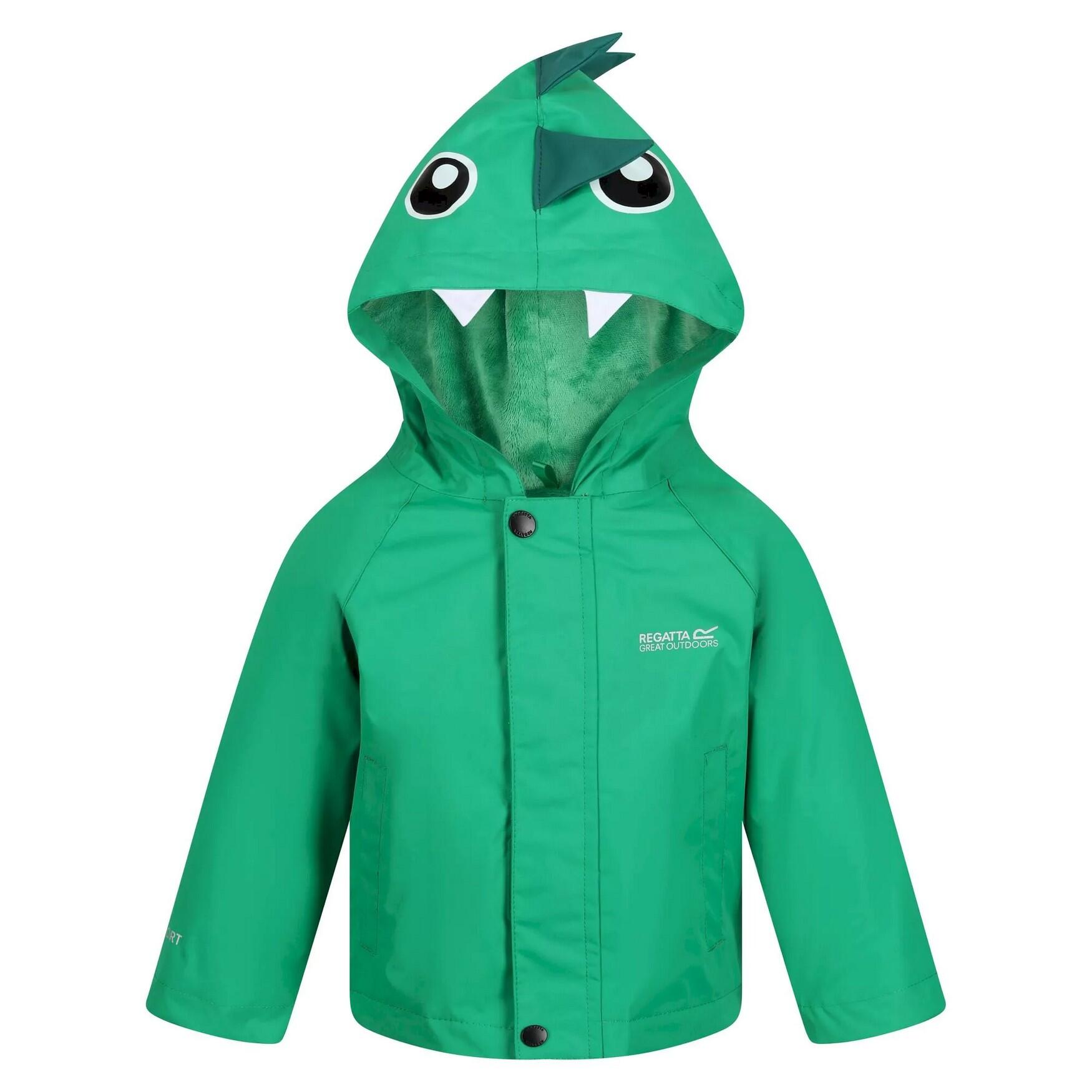 Childrens/Kids Dinosaur Waterproof Jacket (Jellybean Green) 1/5