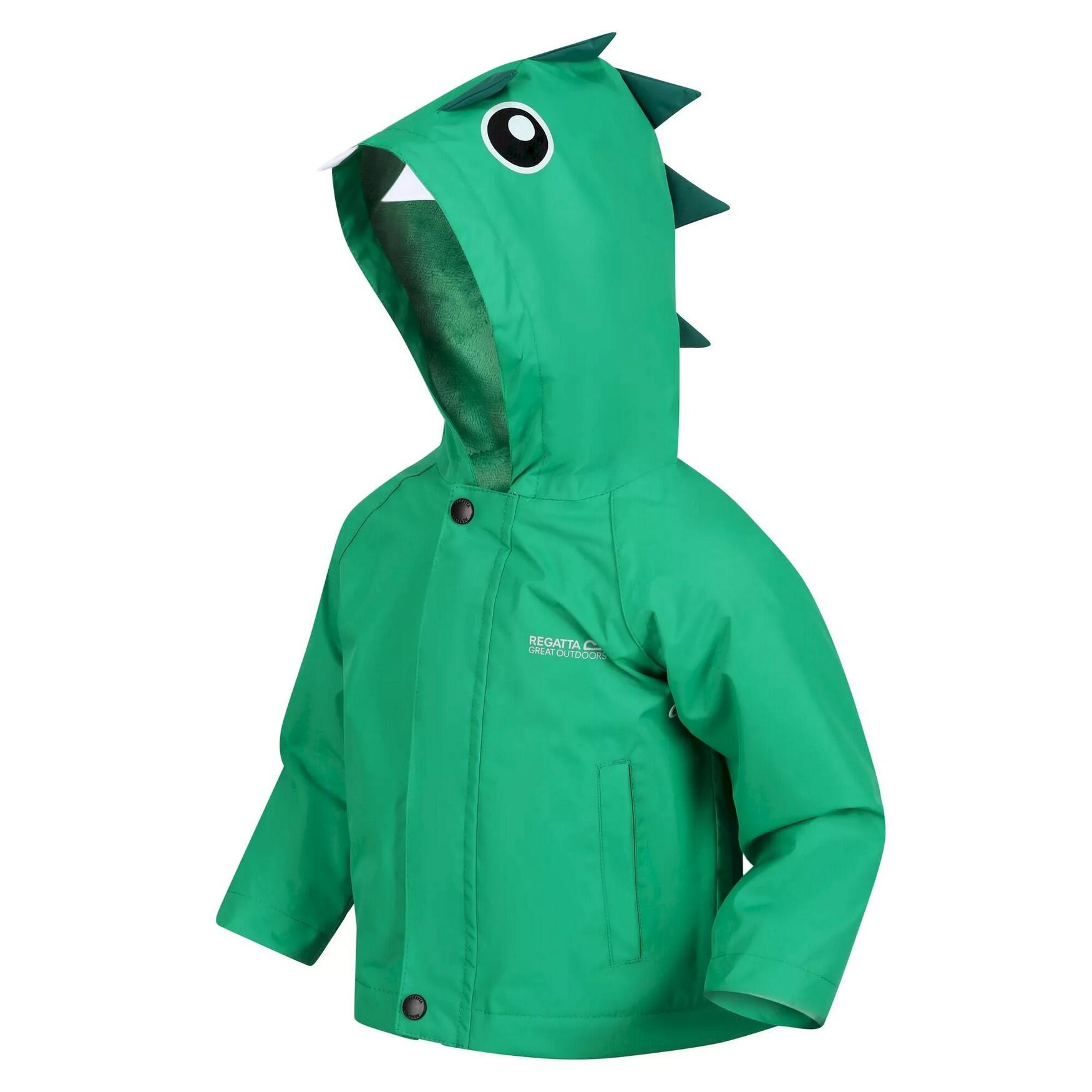 Childrens/Kids Dinosaur Waterproof Jacket (Jellybean Green) 3/5