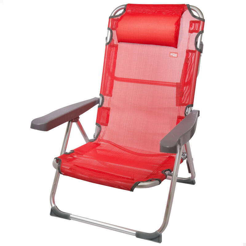 Silla plegable alta multiposición aluminio Aktive Beach - rojo